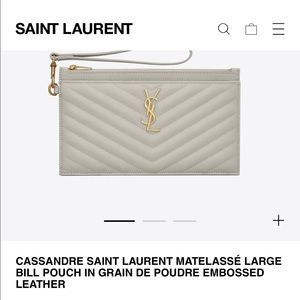 YSL cream matelasse leather wristlet